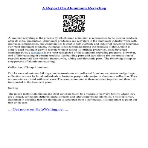A Report On Aluminum Recycling