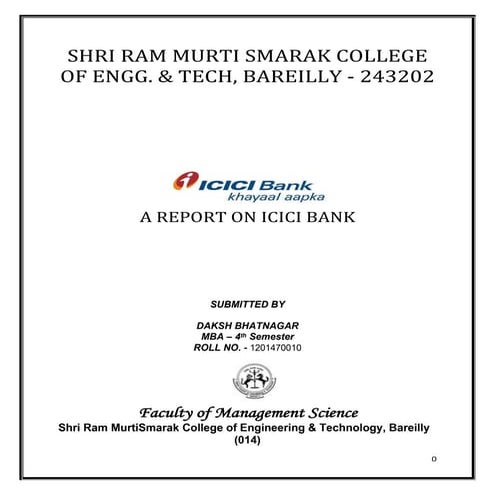 A report on icici bank
