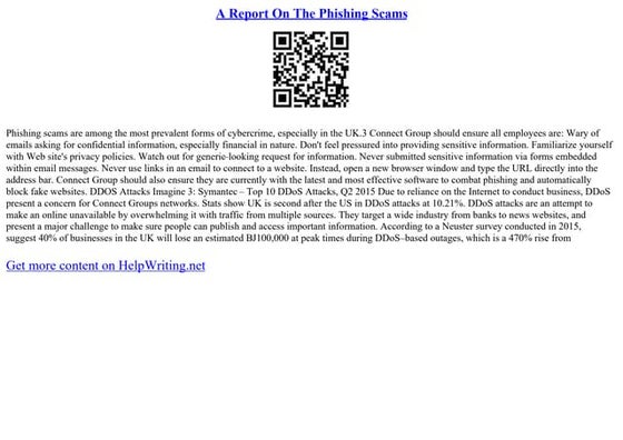 A Report On The Phishing Scams