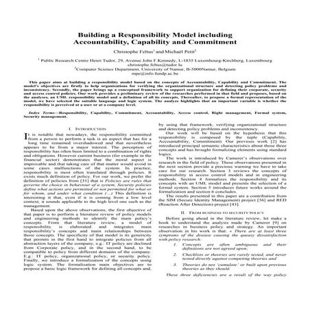 Building a responsibility model including accountability, capability and comm...