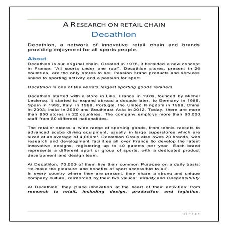 A research on retail chain - Decathlon