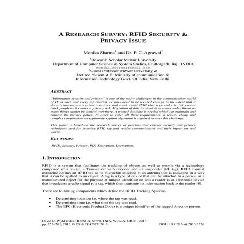 A research survey rfid security & privacy issue