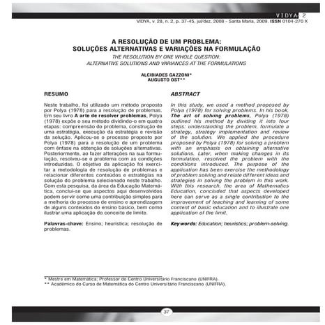 A resolucao de um problema