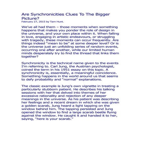 Are synchronicities clues to the bigger picture | DOCX