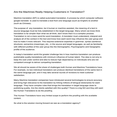 Are the machines really helping customers in translation