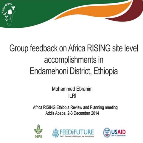 Group feedback on Africa RISING site level accomplishments in Endamehoni Dist...