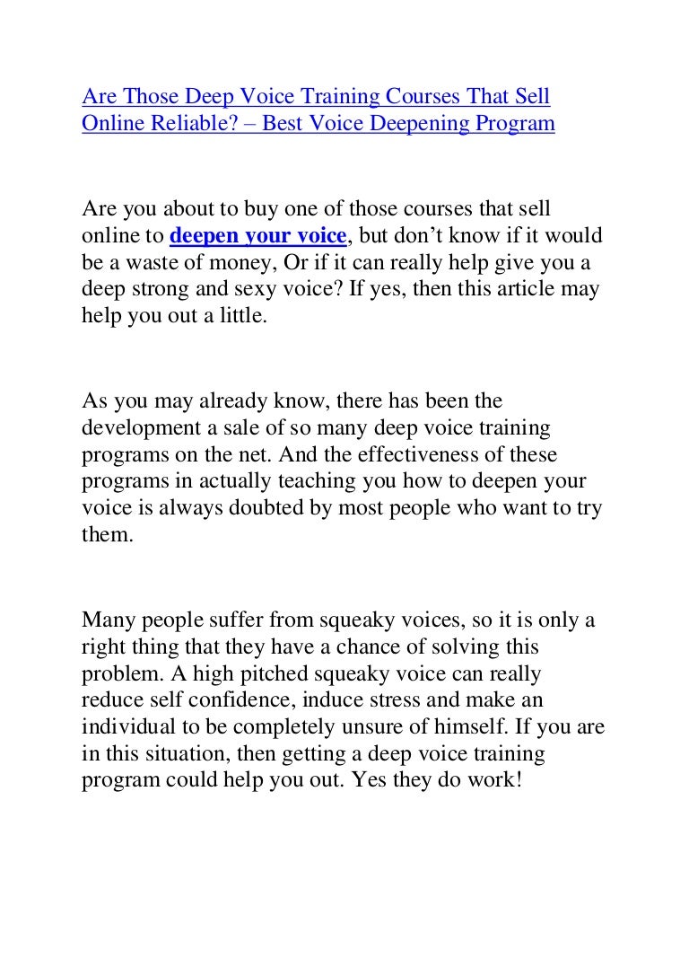 Are Those Deep Voice Training Courses That Sell Online Reliable