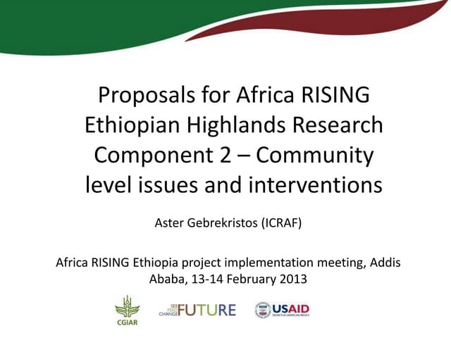 Proposals for Africa RISING Ethiopian Highlands Research Component 2—Community level issues and interventions