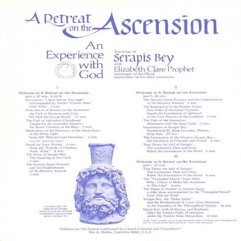 The Summit Lighthouse: A retreat on the ascension poster (top) | PDF