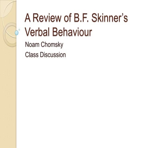 A review of bf skinner's verbal behaviour