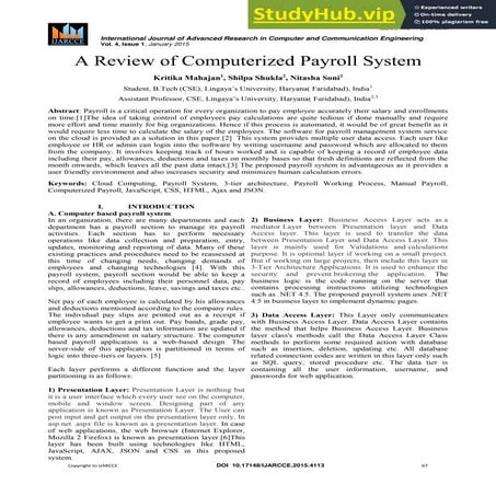 A Review Of Computerized Payroll System