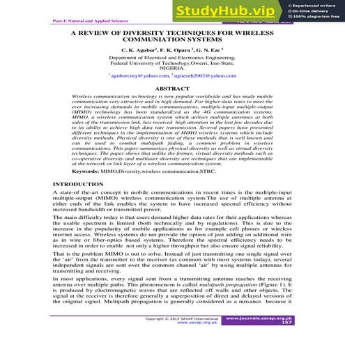 A Review Of Diversity Techniques For Wireless Communiation Systems