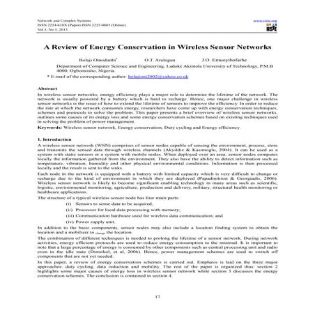 A review of energy conservation in wireless sensor networks