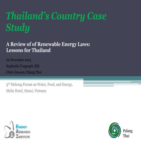 A review of of renewable energy laws lessons for thailand | PDF