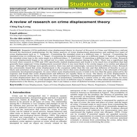A Review Of Research On Crime Displacement Theory