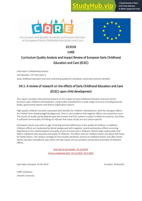 A Review Of Research On The Effects Of Early Childhood Education And A Review Of Research On The Effects Of Early Childhood Education And