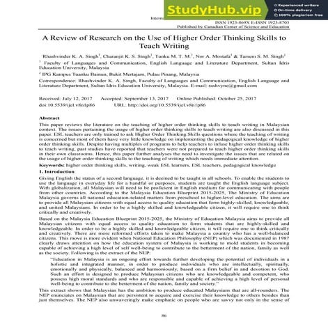 A CONCEPTUAL FRAMEWORK FOR CRITICAL THINKING-BASED IMPLEMENTATIONS 1 | PDF