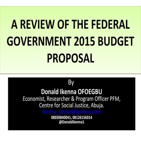 A review of the federal government 2015 budget of Nigeria | PPT