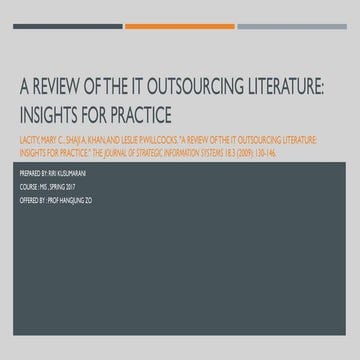 A Review of The IT Outsourcing Literature