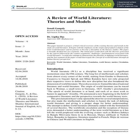 An Overview Of The World Literature Theories And Models | PDF