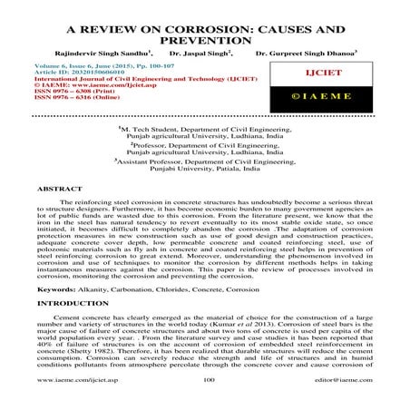A review on corrosion causes and prevention