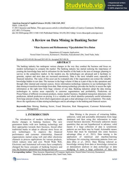 A Review On Data Mining In Banking Sector