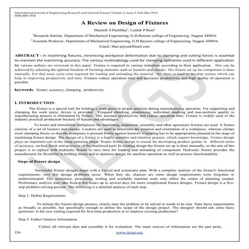 A Review on Design of Fixtures