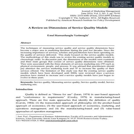 A Review On Dimensions Of Service Quality Models