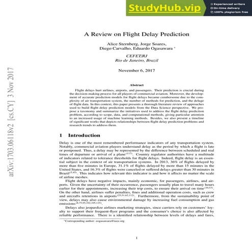 A Review On Flight Delay Prediction | PDF