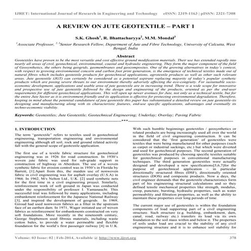 A review on jute geotextile – part 1