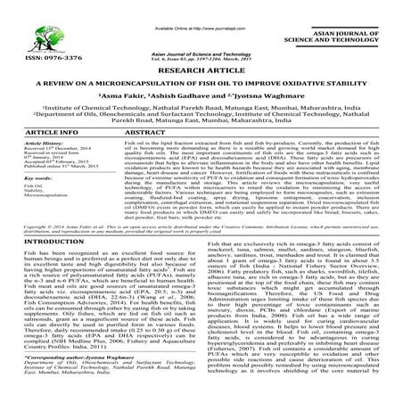 A review on microencapsulation of fish oil to improve oxidative stability 