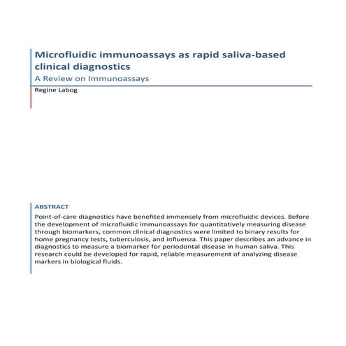 A review on microfluidic immunoassays as rapid saliva based clinical diagnostics