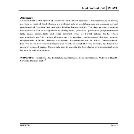 A review on nutraceuticals