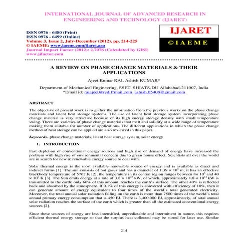A review on phase change materials and their applications (1) | PDF