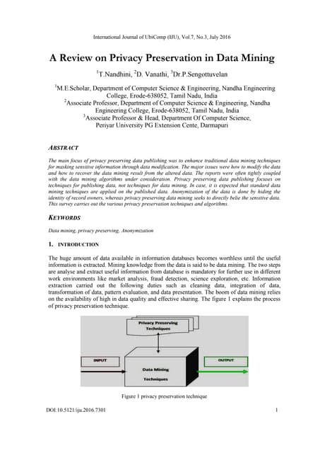 A review on privacy preservation in data mining