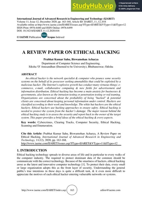A REVIEW PAPER ON ETHICAL HACKING