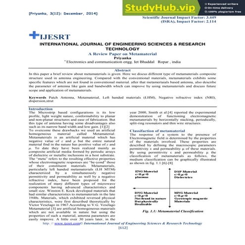 A Review Paper On Metamaterial