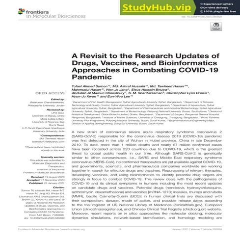 A Revisit To The Research Updates Of Drugs, Vaccines, And Bioinformatics Appr...