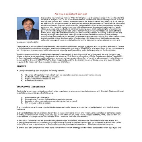 Are you a compliant start up?