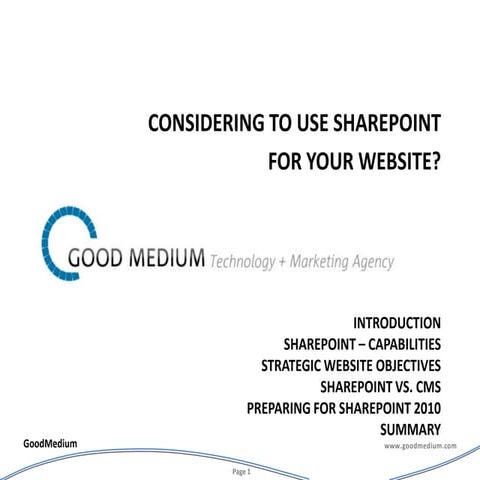 Are you considering sharepoint for your website   kentico - cms today