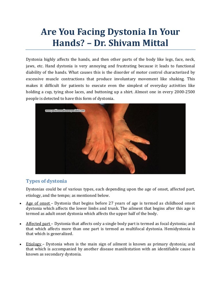 Are You Facing Dystonia In Your Hands? Dr. Shivam Mittal