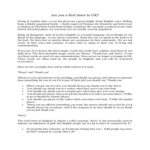 Are you first timer in UK