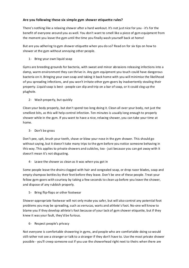 Are you following these six simple gym shower etiquette rules