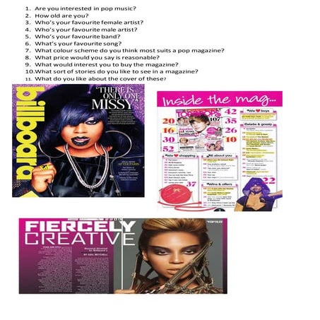 Pop magazine questionnaire | DOCX