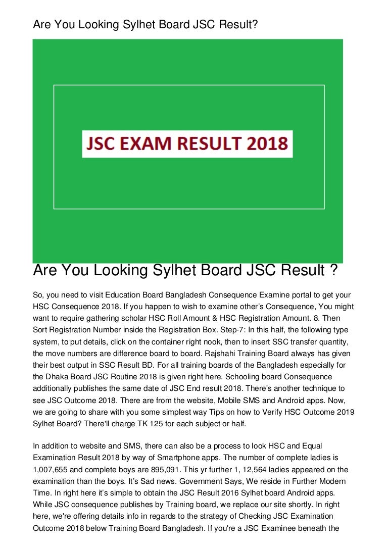 Are You Looking Sylhet Board JSC Result?