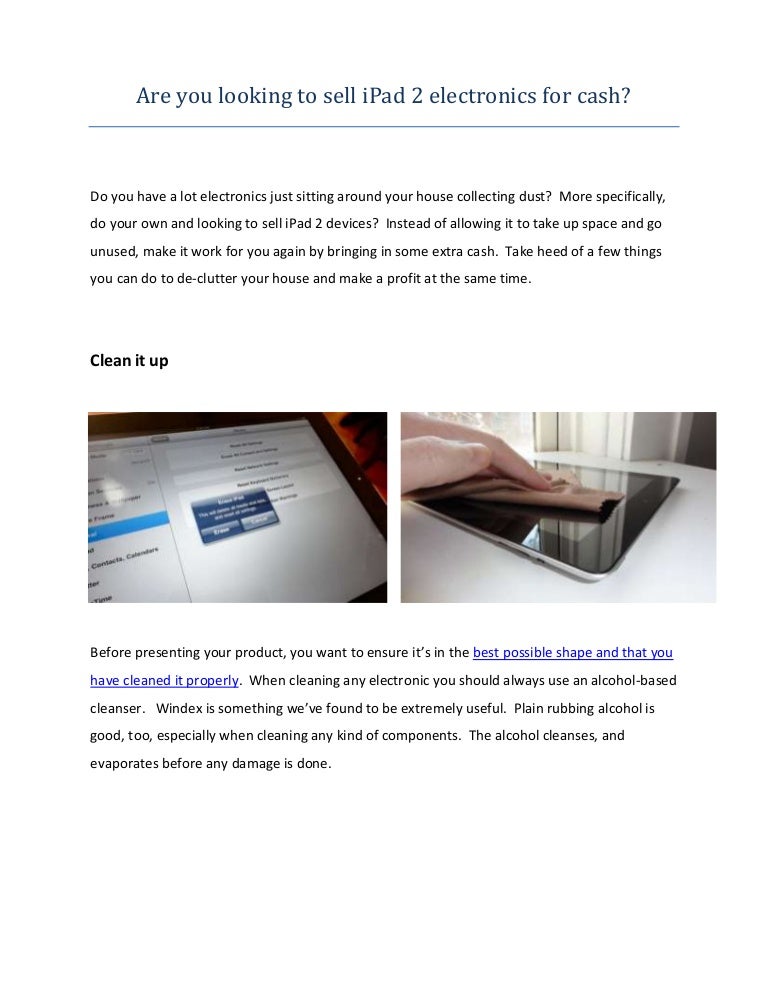 Are You Looking to Sell iPad 2 Electronics for Cash