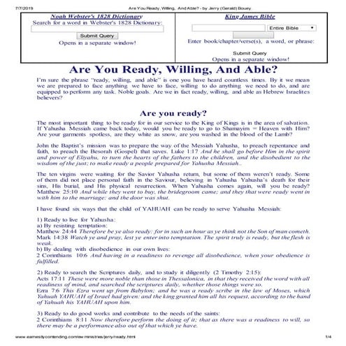 Are you ready, willing, and able    by douglas jordan