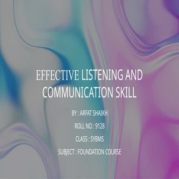 Arfat's Presentation communication skill