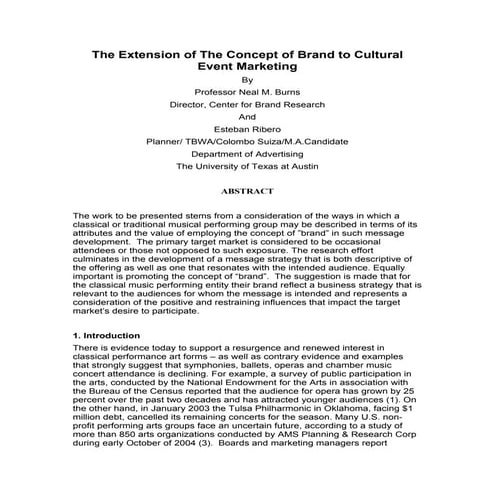 ARF RE:THINK 2005. The Extension of The Concept of Brand to Cultural Event Ma...