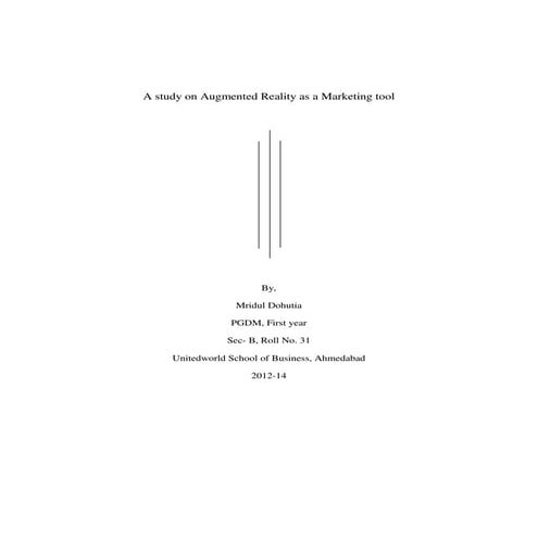 A Study on Augmented Reality as a Marketing Tool